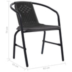 Juego de comedor de jardín de 3 piezas negro