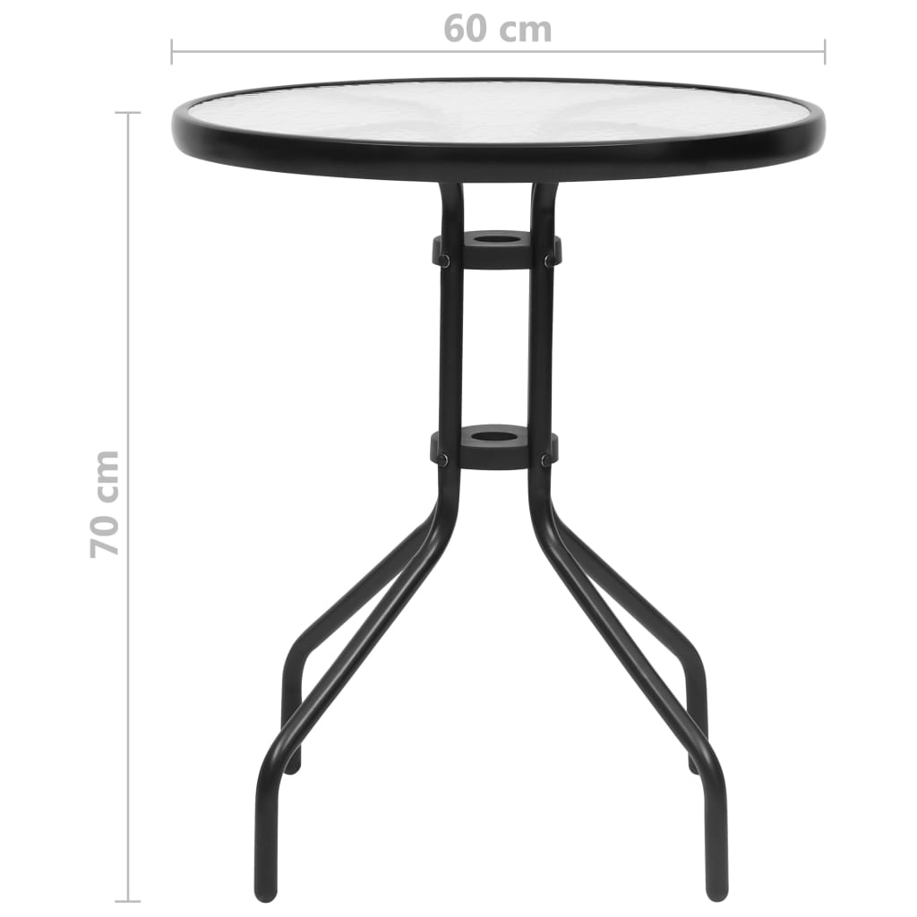 Juego de comedor de jardín de 3 piezas negro