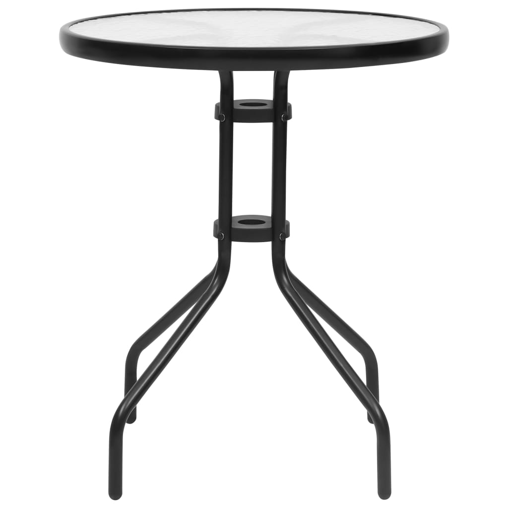 Juego de comedor de jardín de 3 piezas negro