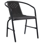 Juego de comedor de jardín de 3 piezas negro