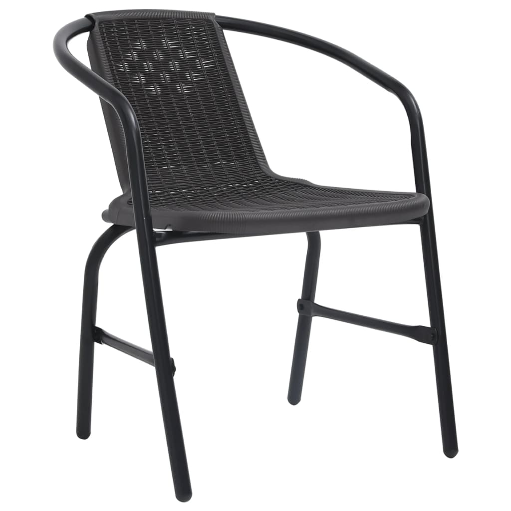 Juego de comedor de jardín de 3 piezas negro