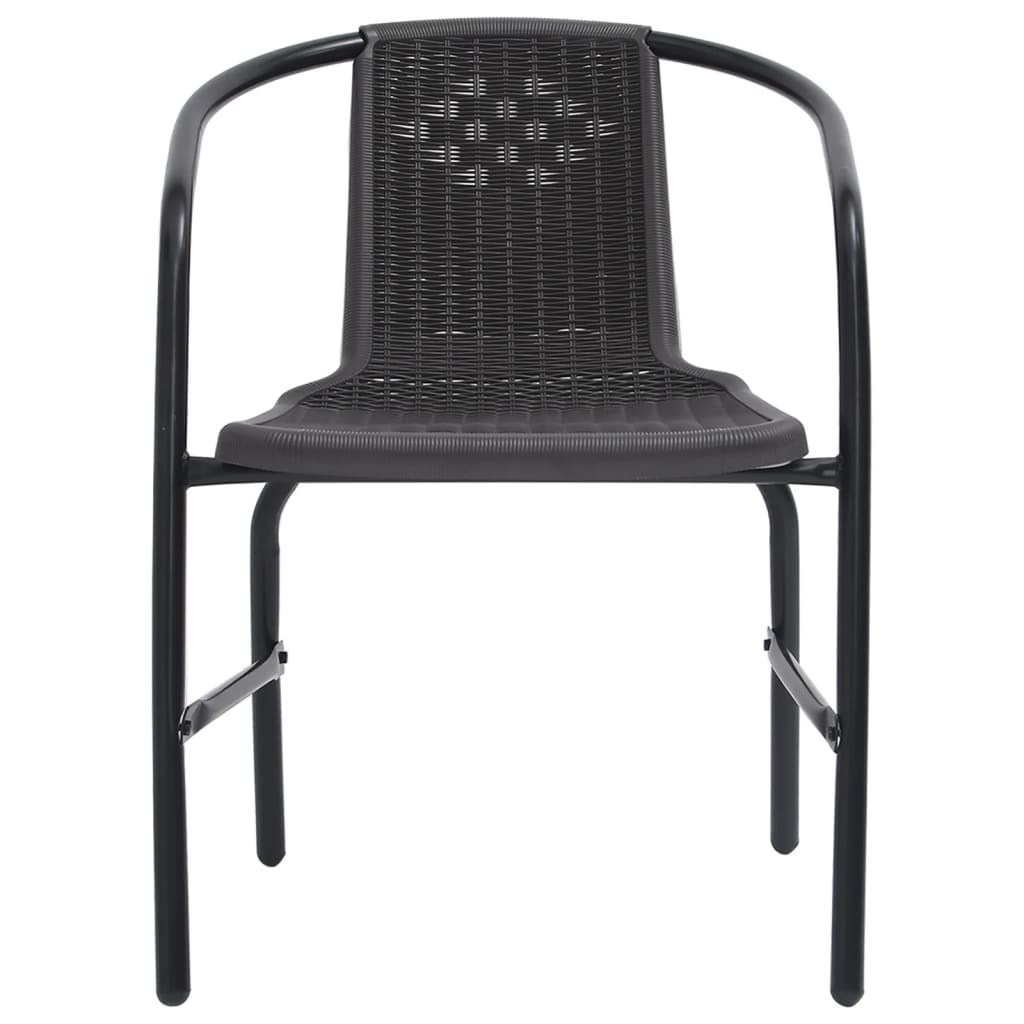 Juego de comedor de jardín de 3 piezas negro