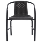 Juego de comedor de jardín de 3 piezas negro
