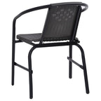 Juego de comedor de jardín de 3 piezas negro