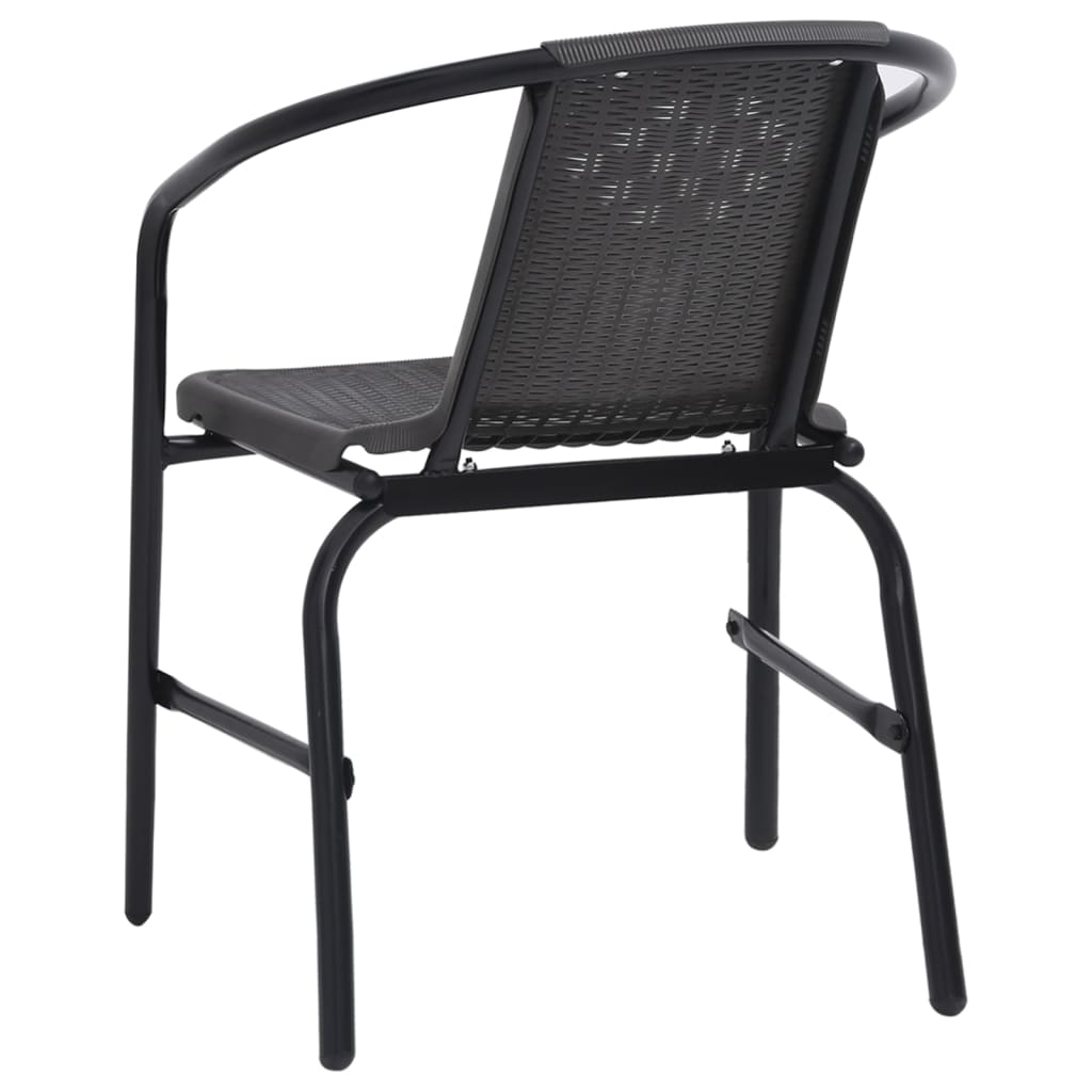 Juego de comedor de jardín de 3 piezas negro