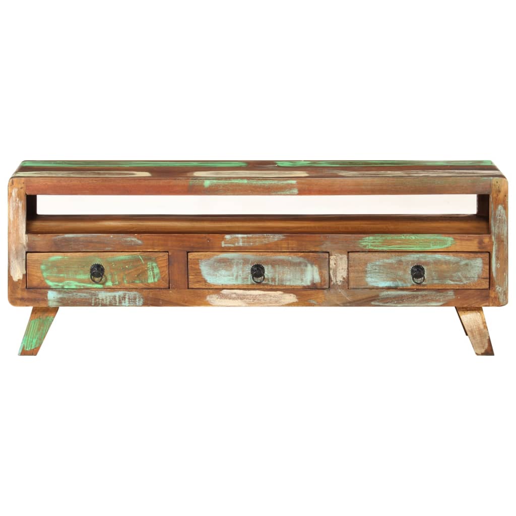 Mueble de TV madera maciza reciclada multicolor 110x30x40 cm