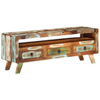 Mueble de TV madera maciza reciclada multicolor 110x30x40 cm