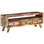 Mueble de TV madera maciza reciclada multicolor 110x30x40 cm