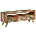 Mueble de TV madera maciza reciclada multicolor 110x30x40 cm