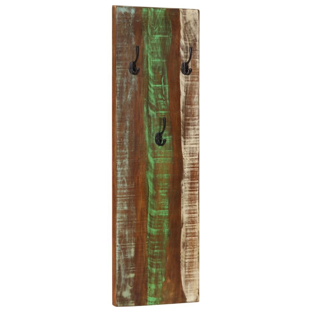 Percheros de pared 2 uds madera maciza reciclada 36x3x110 cm