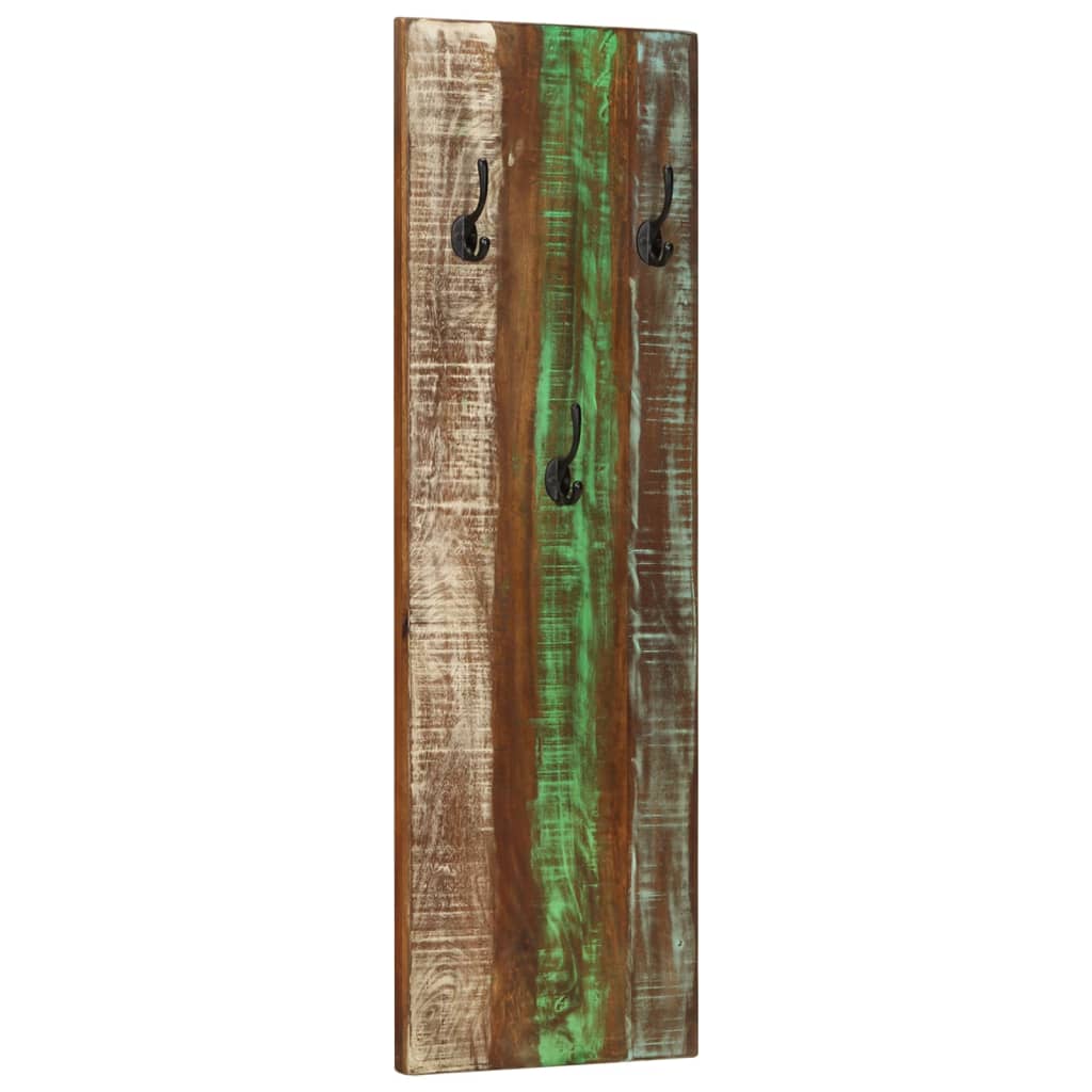 Percheros de pared 2 uds madera maciza reciclada 36x3x110 cm