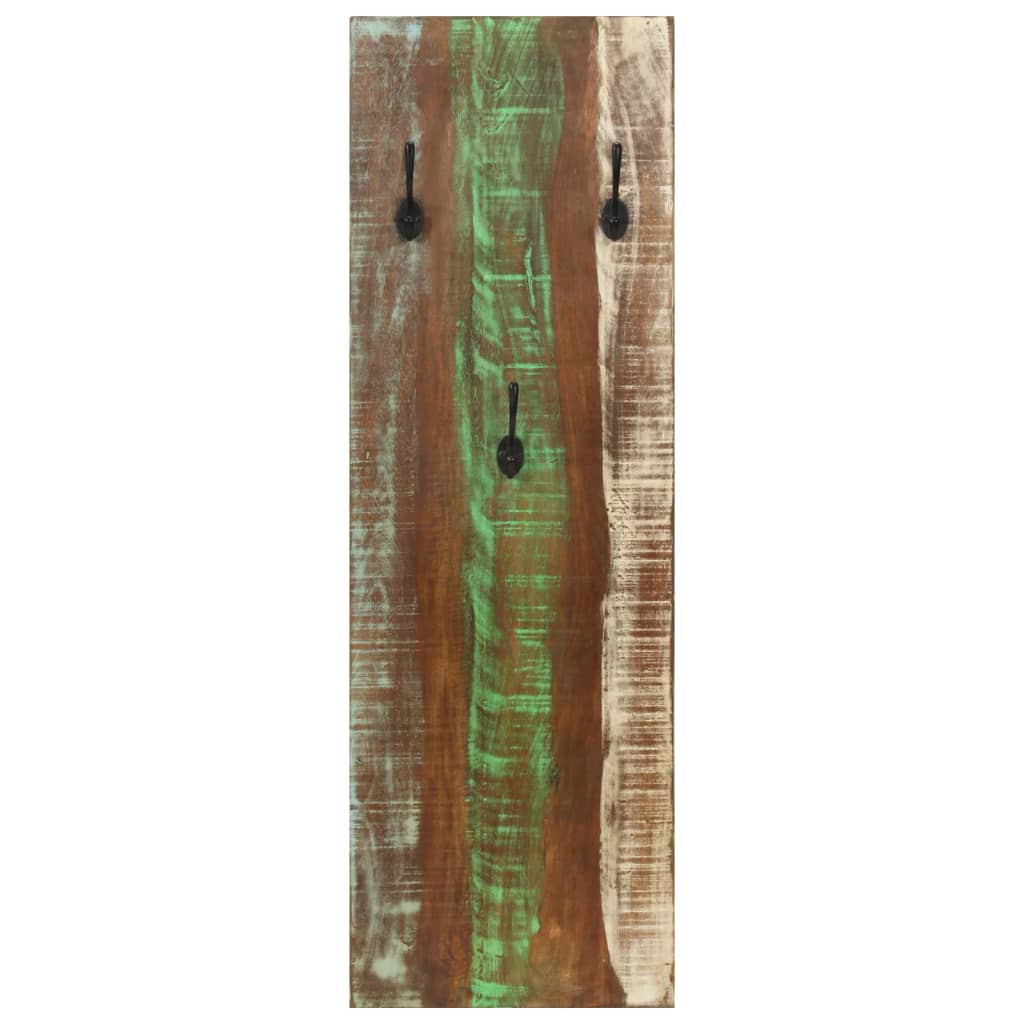 Percheros de pared 2 uds madera maciza reciclada 36x3x110 cm