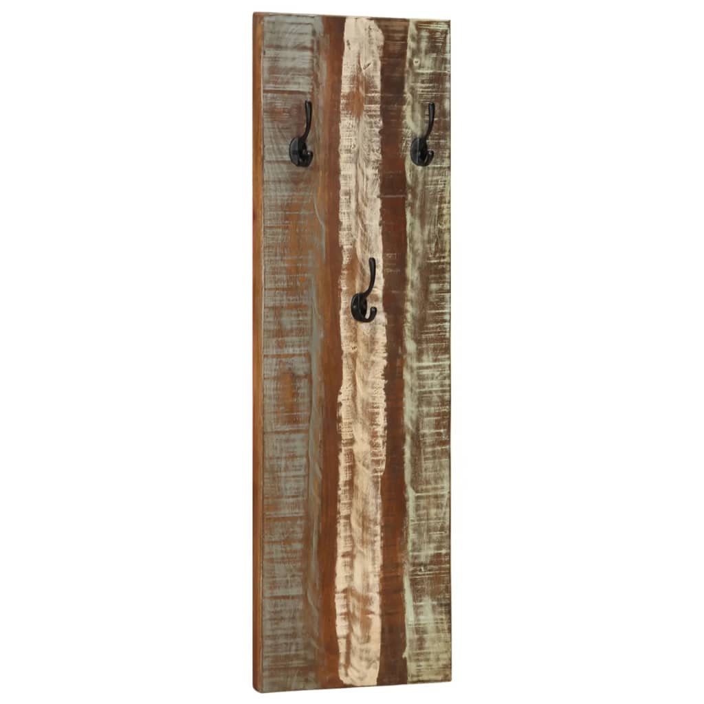 Percheros de pared 2 uds madera maciza reciclada 36x3x110 cm