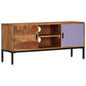 Honey brown and grey solid acacia wood TV stand 110x30x50 cm