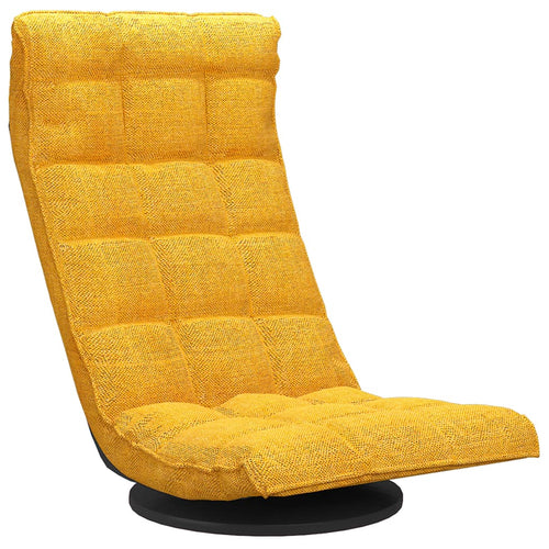 Cadeira de chão giratória de tecido amarelo mostarda
