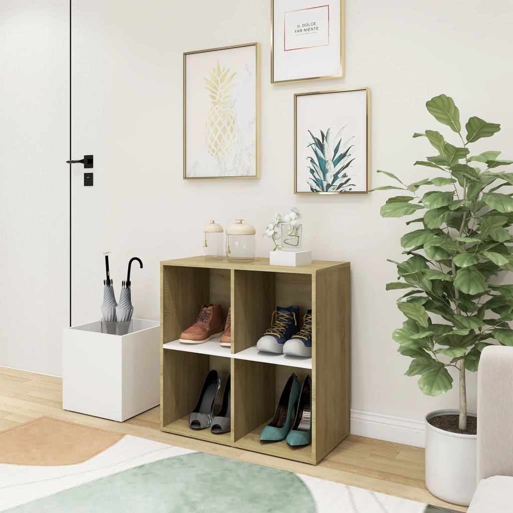 Muebles zapateros 2 uds contrachapada blanco 27,5x27x102 cm
