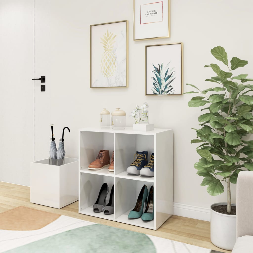 Muebles zapateros 2 uds contrachapada blanco 27,5x27x102 cm