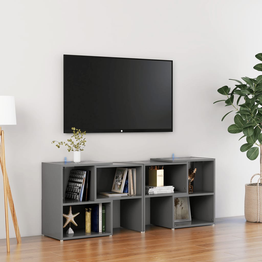 Mueble de TV madera contrachapada blanco brillante 104x30x52 cm