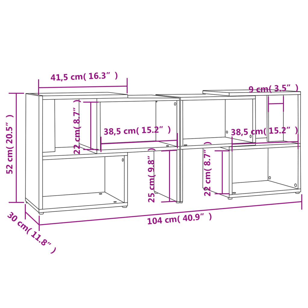 Mueble de TV madera contrachapada blanco brillante 104x30x52 cm