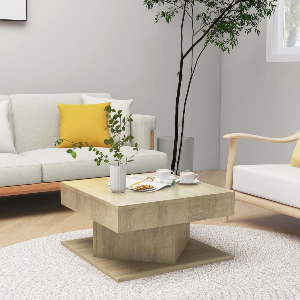 Mesa de centro madera contrachapada blanco 100x100x35 cm
