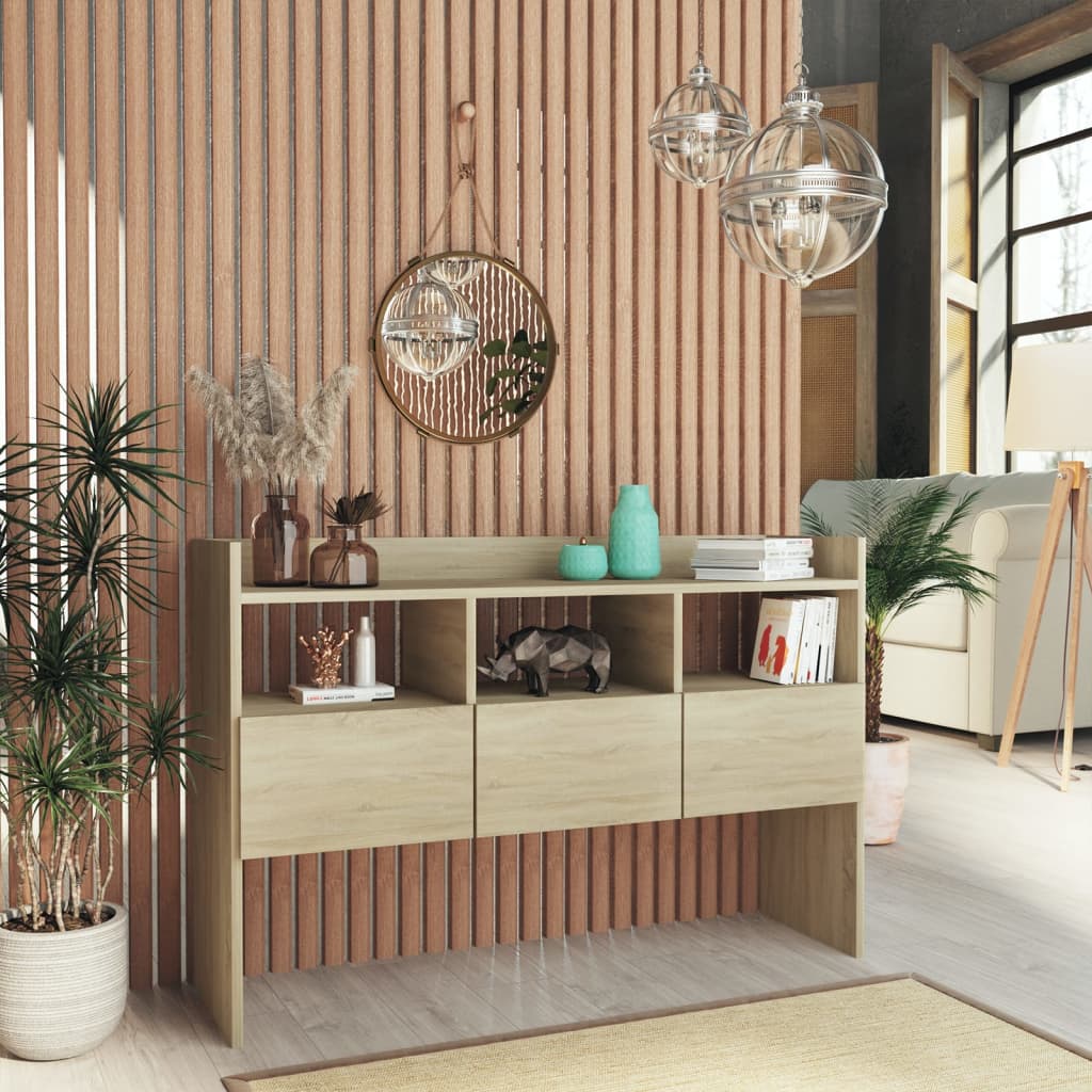 Aparador de madera contrachapada blanco 105x30x70 cm