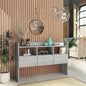 Aparador de madera contrachapada blanco 105x30x70 cm