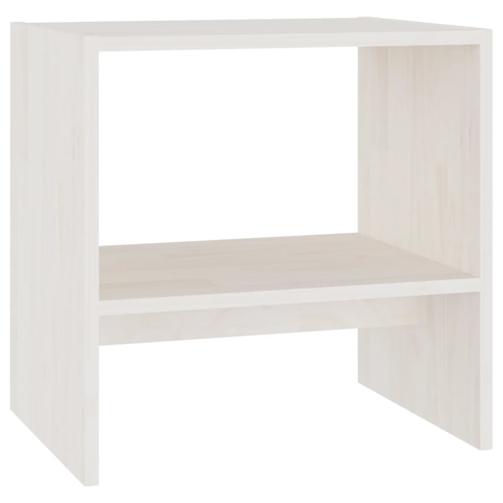 Mesita de noche madera maciza de mango blanco 40x30,5x40 cm