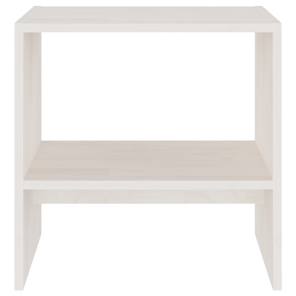 Mesita de noche madera maciza de mango blanco 40x30,5x40 cm