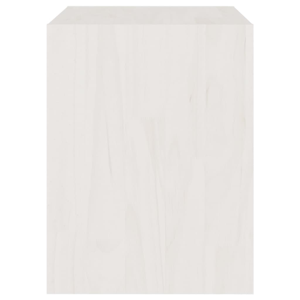 Mesita de noche madera maciza de mango blanco 40x30,5x40 cm