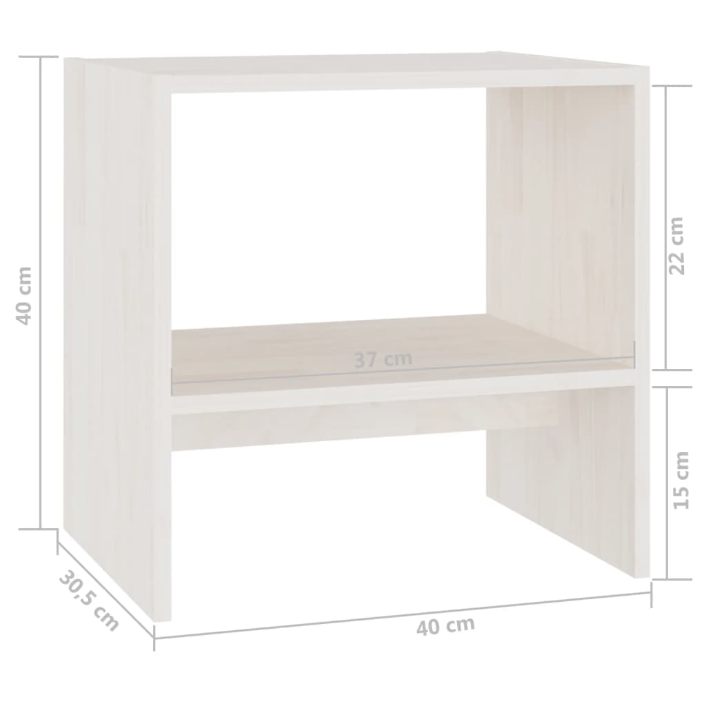 Mesita de noche madera maciza de mango blanco 40x30,5x40 cm