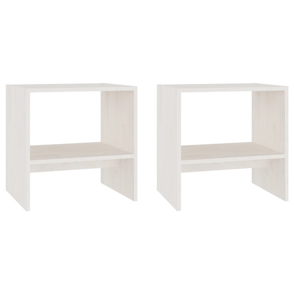 Mesitas de noche 2 uds madera maciza pino blanco 40x30,5x40 cm