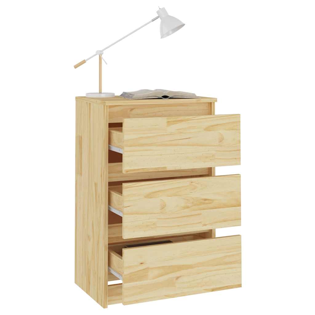 Mesita de noche madera maciza de pino 40x29,5x64 cm