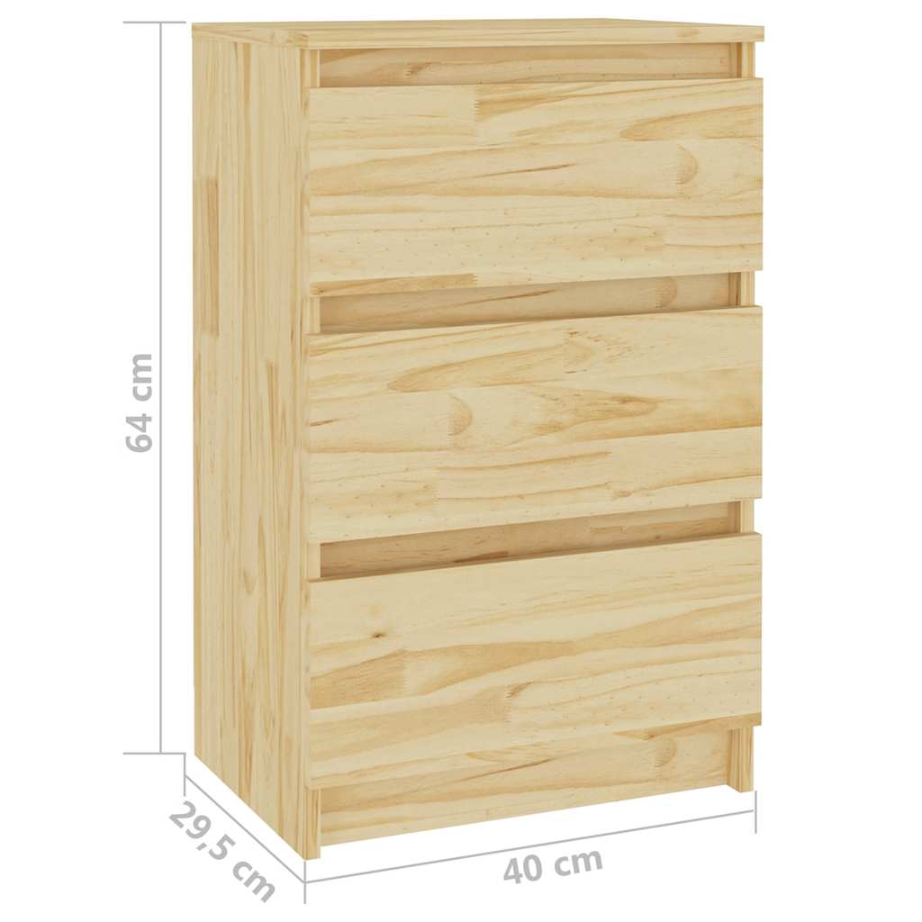 Mesita de noche madera maciza de pino 40x29,5x64 cm