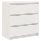 Mesita de noche madera maciza de mango blanco 60x36x64 cm