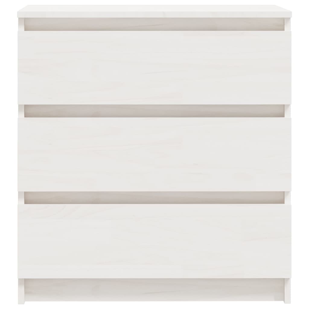 Mesita de noche madera maciza de mango blanco 60x36x64 cm