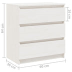 Mesita de noche madera maciza de mango blanco 60x36x64 cm
