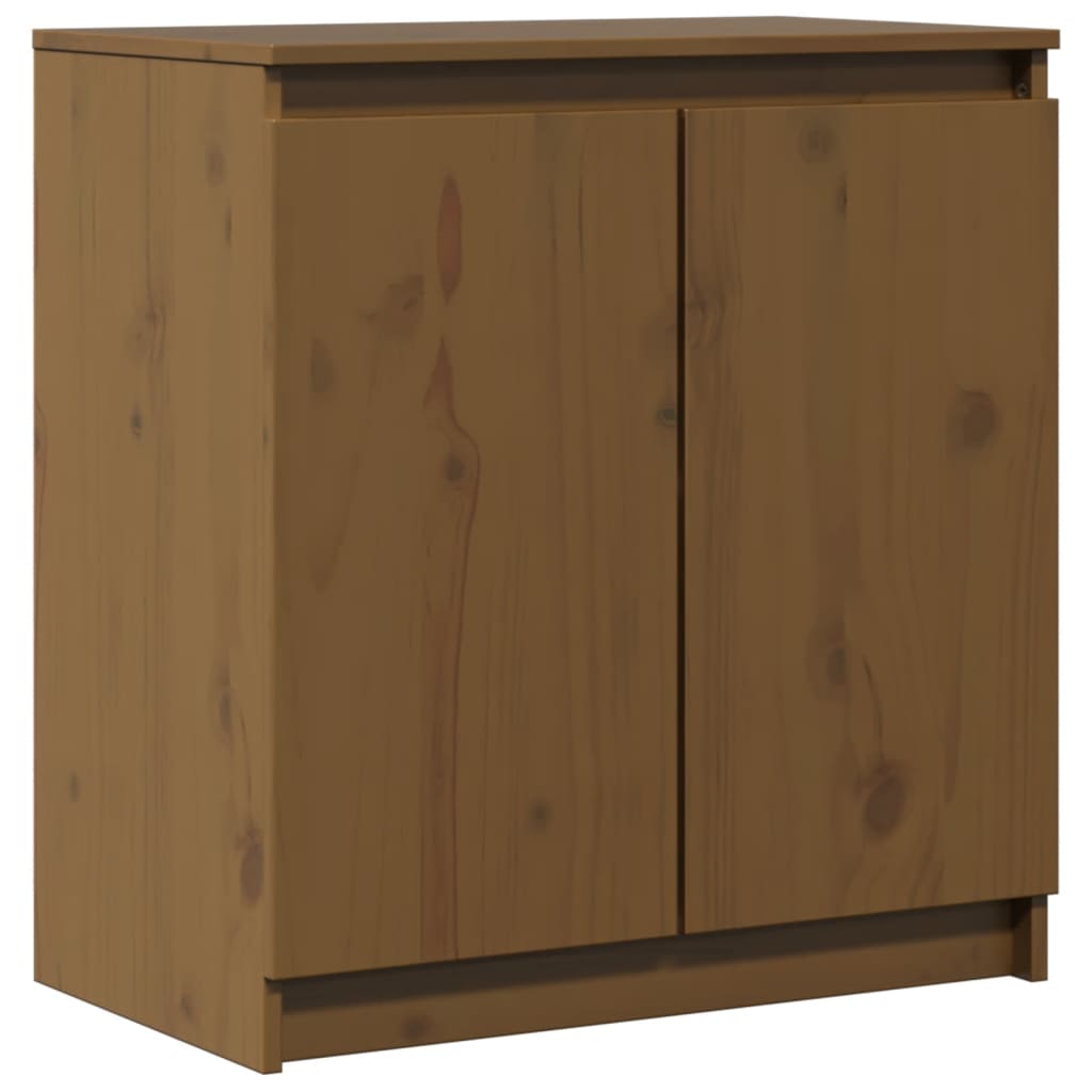 Armario auxiliar madera maciza de pino marrón miel 60x36x65 cm