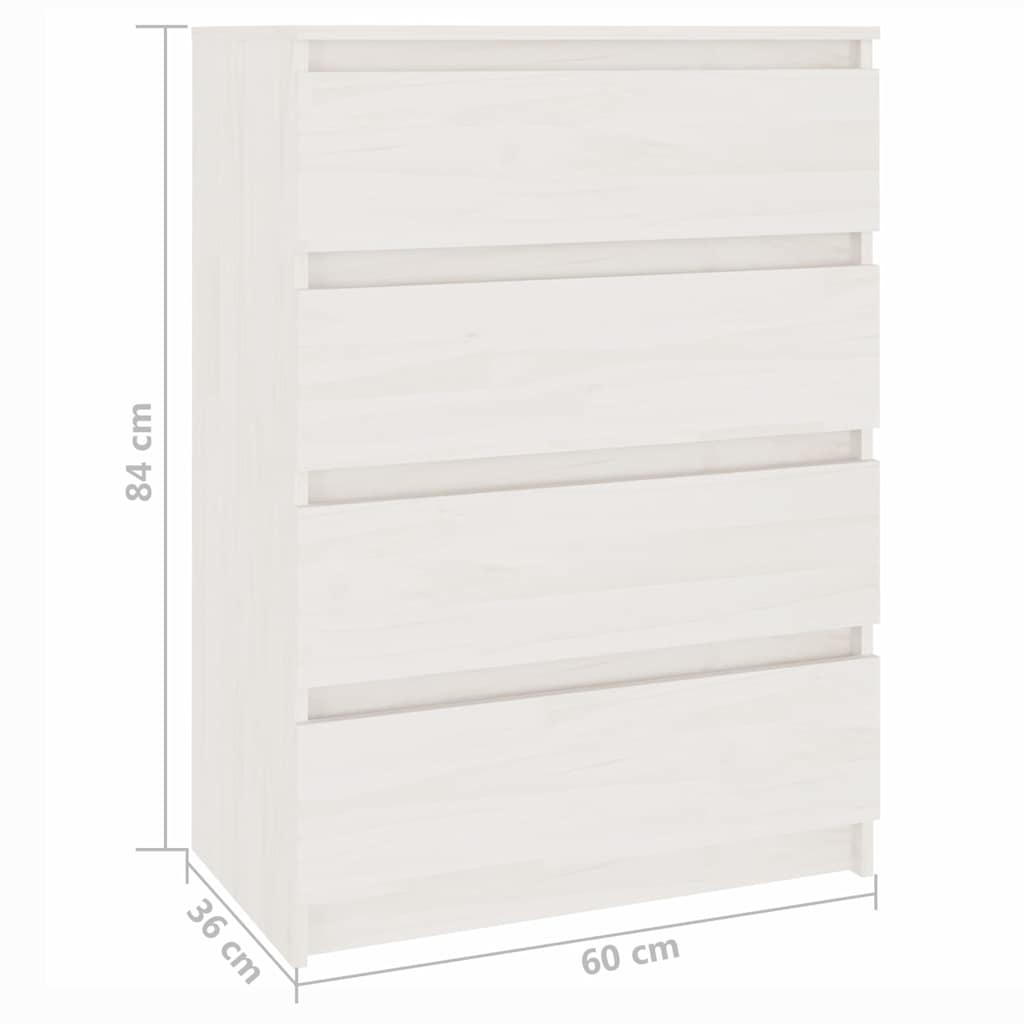 Armario auxiliar madera maciza de pino blanco 60x36x84 cm
