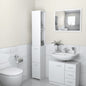 Armario baño madera contrachapada gris hormigón 25x26,5x170 cm
