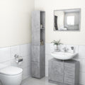 Armario baño madera contrachapada gris hormigón 25x26,5x170 cm