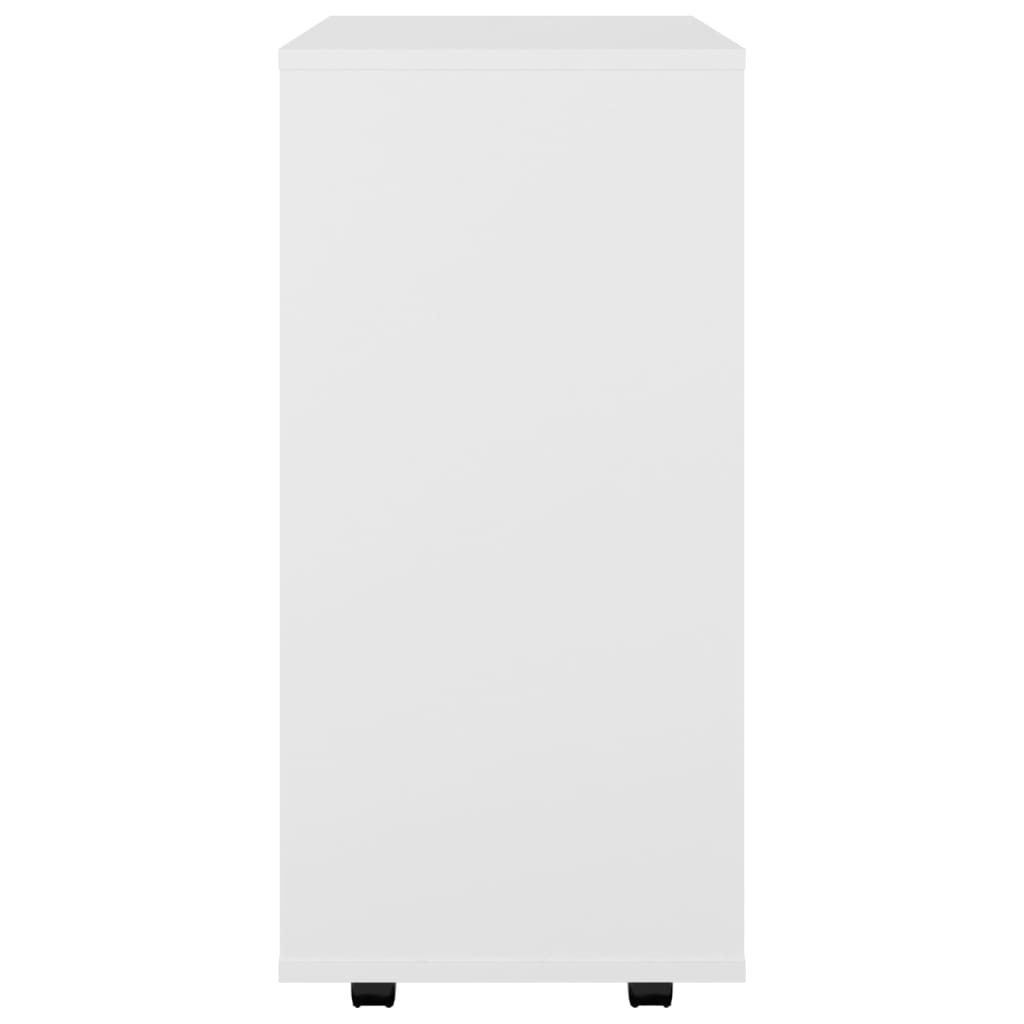 Armario con ruedas de madera contrachapada blanco 60x35x75 cm