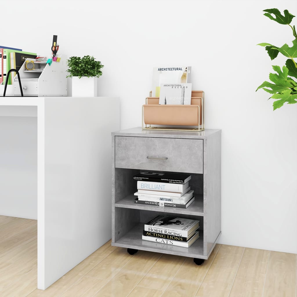 Armario con ruedas de madera contrachapada blanco 60x35x75 cm