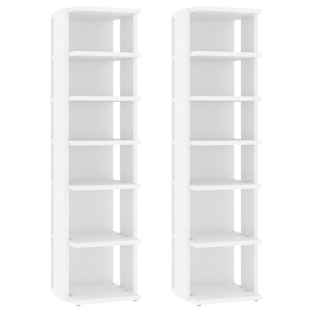 Muebles zapateros 2 uds contrachapada blanco 27,5x27x102 cm