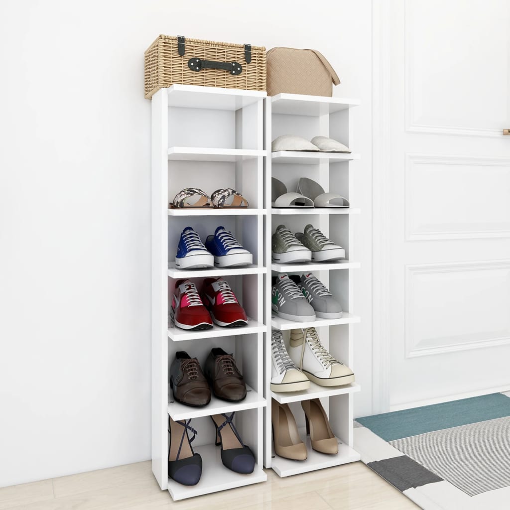 Muebles zapateros 2 uds contrachapada blanco 27,5x27x102 cm