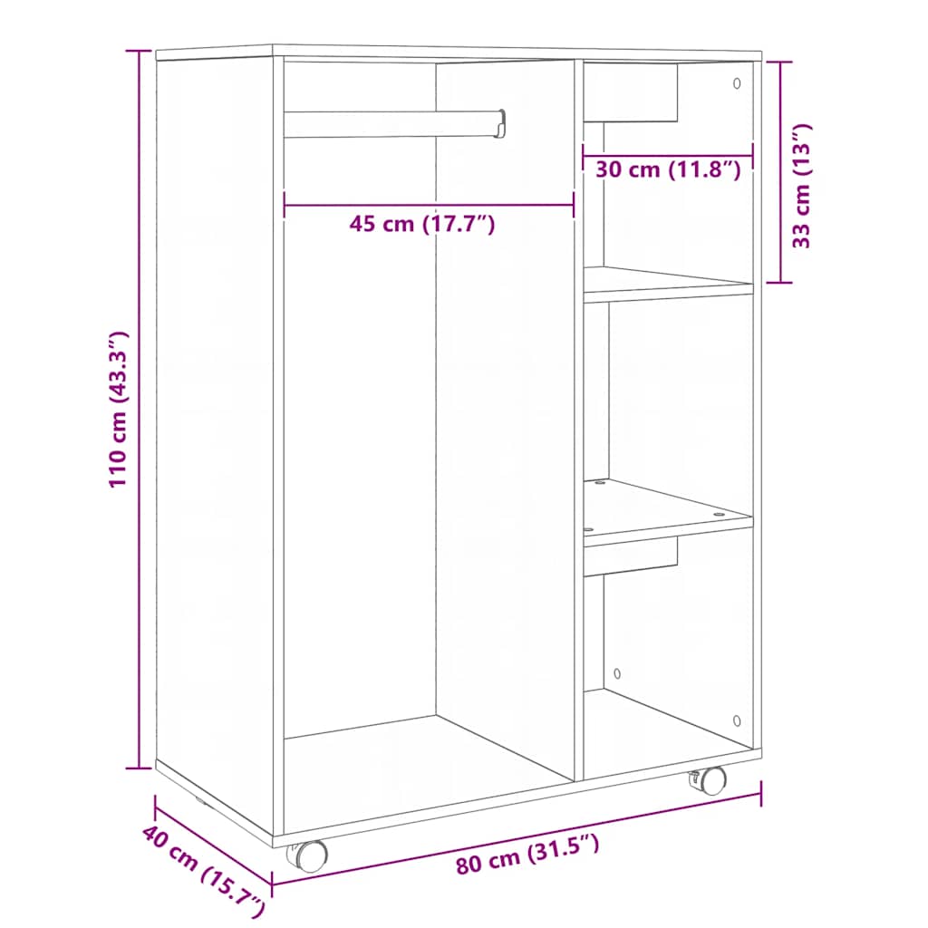 Armario de madera de ingeniería blanco 80x40x110 cm