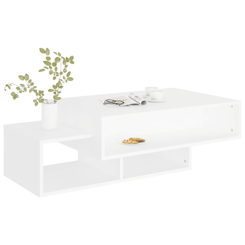 Mesa de centro madera contrachapada blanco 105x55x32 cm
