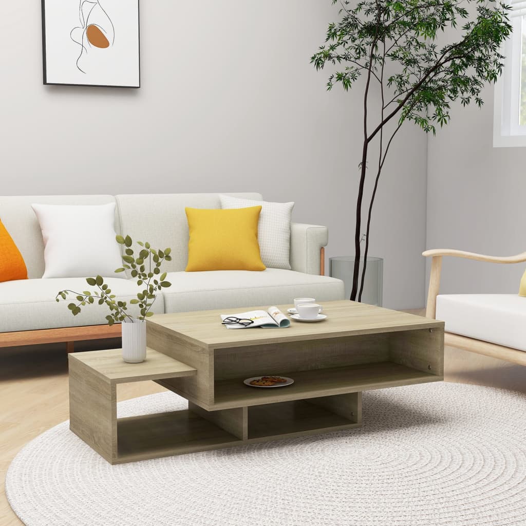Mesa de centro madera contrachapada blanco 105x55x32 cm