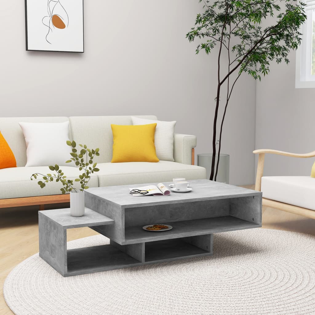 Mesa de centro madera contrachapada blanco 105x55x32 cm