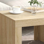 Mesa de centro de madera contrachapada color roble 50x50x35 cm