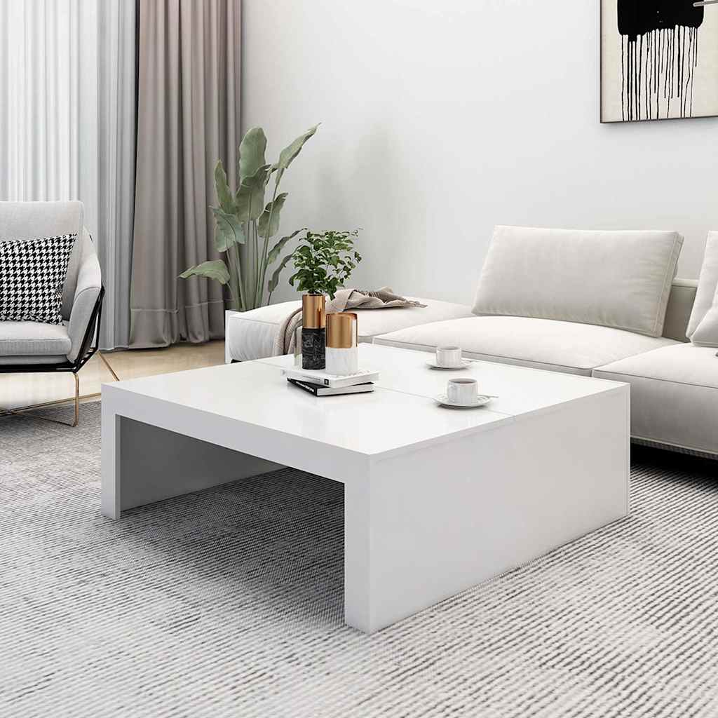 Mesa de centro madera contrachapada blanco 100x100x35 cm